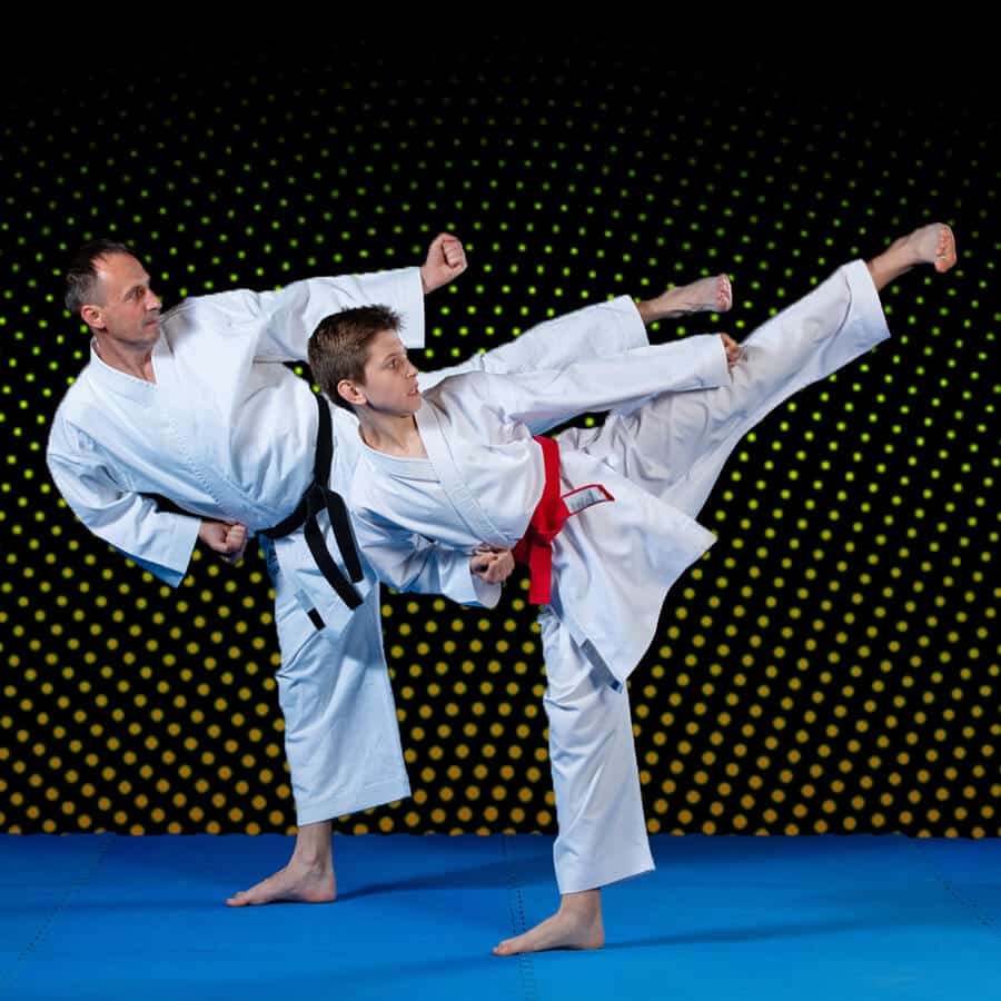 Martial Arts Lessons for Families in Lanham MD - Dad and Son High Kick